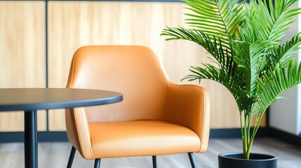 Open coworking space with midcentury modern design and modular furniture