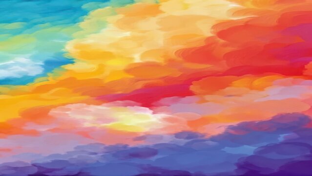 Vibrant Abstract Sky with Swirling Clouds in Rainbow Hues colorful - Powered by Adobe