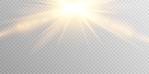 Sunny yellow light burst glare shine vector effect PNG.