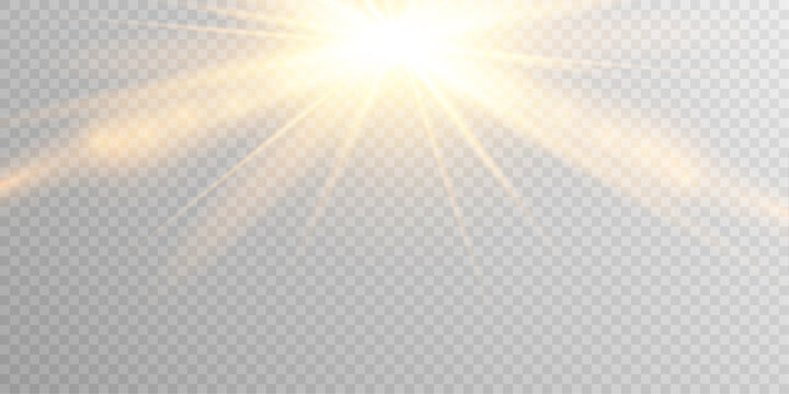Sunny yellow light burst glare shine vector effect PNG.