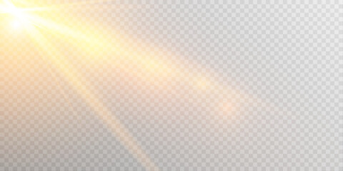 Golden dawn sunbeam shine sparkle glare effect PNG.
