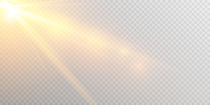 Golden dawn sunbeam shine sparkle glare effect PNG.