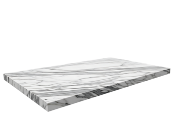 White marble slab with grey veining angled surface isolated on a transparent background stone
