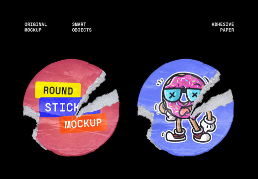 Ripped Round Sticker Mockup
