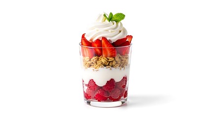 Delicious Berry Parfait with Whipped Cream and Granola