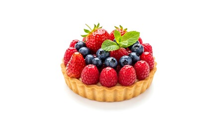 Delicious Berry Tart with Fresh Strawberries, Blueberries, and Raspberries