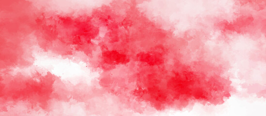 Abstract Red vibrant watercolor background. White and red gradient colorful background design. Hand drawn paper texture. Aquarelle painted brushstrokes painting backdrop.	