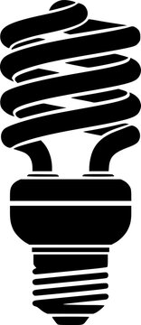 fluorescent light bulb, modern, energy saving, dark grey, silhouette style, flat design, vector illustration