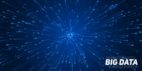 Abstract flow of data in cyber wormhole. Quantum computing information vortex. Digital singularity. Big data technology