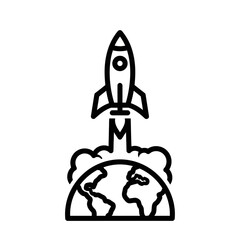 Obraz premium Stylized Rocket Launching from Earth with Smoke Trails.