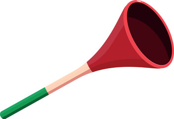 Plastic vuvuzela with red and green colors making a loud noise in a stadium event