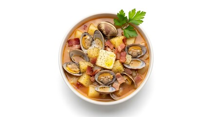 Delicious Clam Chowder with Potatoes and Bacon