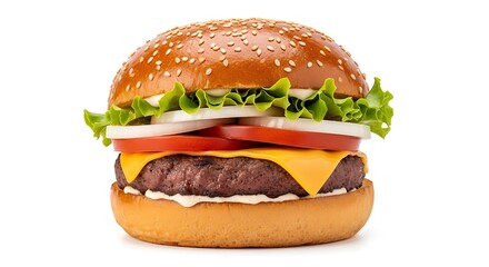 Delicious Gourmet Cheeseburger with Fresh Ingredients
