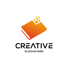 book data pixel tech logo design