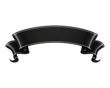 Elegant black ribbon banner vector illustration with realistic shading isolated on white background for graphic design and decoration