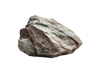 Close-up, detailed studio shot of a large, irregularly shaped, textured sedimentary rock against black