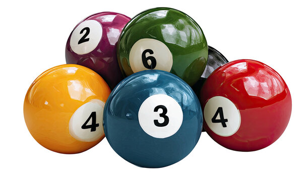 Close-up of billiard balls with different numbers on a black background