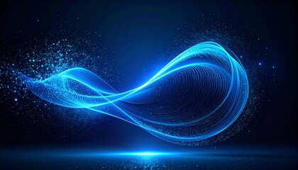 Futuristic glowing blue abstract design on dark black-blue textured background