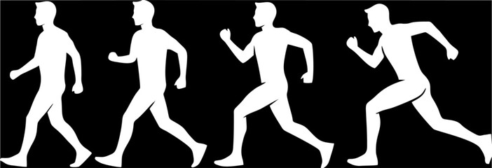 Person stand, walk and run icon. The style people standing, walking and running. Stand, walk, run symbol ilustration. 