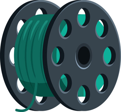 Green filament on a spool for 3d printer extruder fused deposition modeling