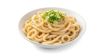 Delicious Udon Noodles with Sesame Seeds and Scallions