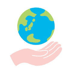 地球を手で包むイラスト｜環境保護・サステナブル・グローバルサポートの素材