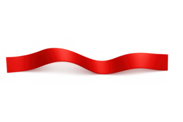 Red satin ribbon floating horizontally, shaping a dynamic wave ready for text or design, perfect for celebrations and sales