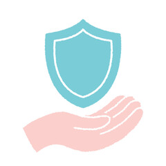 盾をやさしく支える手のイラスト｜セキュリティ・安全・安心のシンボル素材
