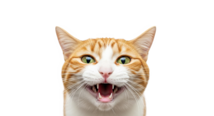 Adorable Orange Tabby Cat Headshot Expression Joyful Excitement Isolated Transparent Background