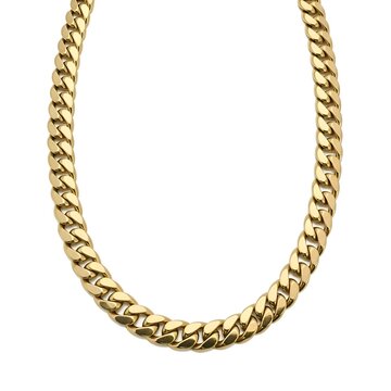 gold cuban link chain necklace for men isolated on white background