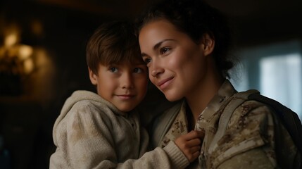 This modern-day military moment beautifully captures how technology sustains emotional bonds, making it a scene of anticipation, resilience, and the evolving nature of family connection. cinematic