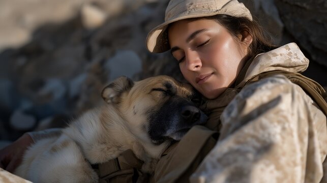In this timeless image, love is wordless and instinctive, reminding viewers of the emotional depth that defines the bond between soldiers and the loyal companions waiting for them. cinematic color