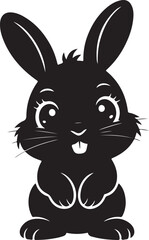 Cute black silhouette of a baby bunny rabbit with big eyes