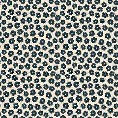 Abstract floral seamless pattern in retro style. Simple surface design with abstract small flowers. Ditsy vector repeated background for textile, fabric, wallpaper design. Blooming daisy flowers