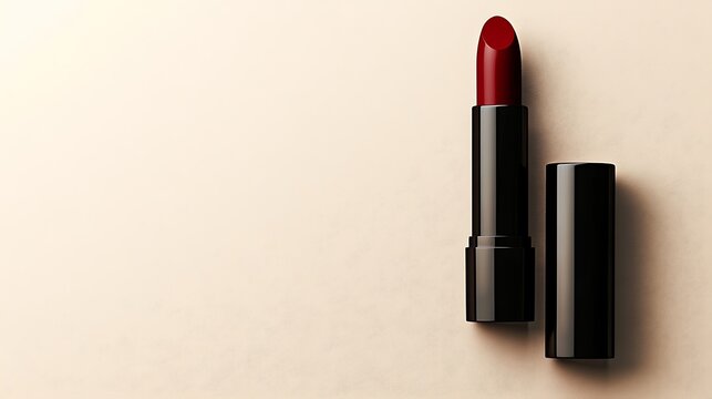 Sophisticated dark red lipstick for an elegant, bold look, showcasing beauty and style, perfect for cosmetic advertising or makeup tutorials