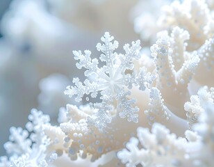 A detailed image of a snowflake on a white texture