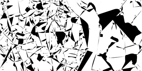 abstract grunge glass broken texture background with various black and white triangles or various geometric shapes.