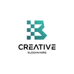 letter b data tech logo design vector