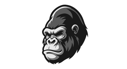 Detailed Gorilla Head Illustration with Intricate Shading and Intense Gaze.
