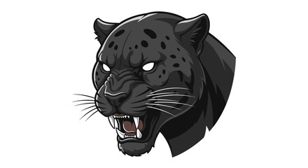 Fierce Black Panther Head Roaring with Glowing Eyes.