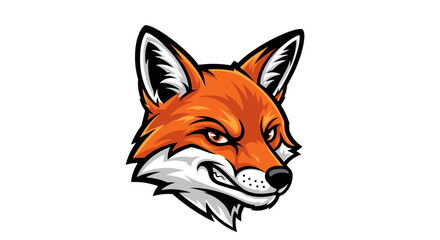 Intense Fox Head Mascot with Sharp Features and Determined Expression.