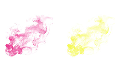 Abstract smoke with pink and yellow colors set. 