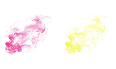 Abstract smoke with pink and yellow colors set.