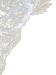 Texture of sea waves with white foam on a sandy beach, isolated transparent