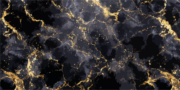 高級感のある黒と金のマーブル模様のベクター背景、エレガントなテクスチャデザイン素材