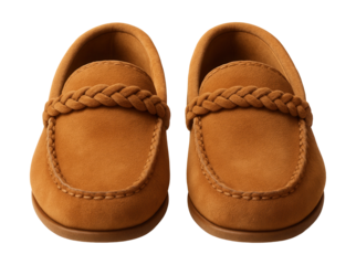 Suede moccasins with a braided lace detail at the collar.