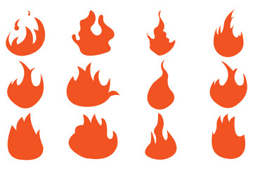 Fire & Flame Icon Set – Bonfire, Campfire, and Flame Vector Collection for Logos and Design