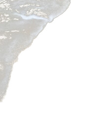 Texture of sea waves with white foam on a sandy beach, isolated transparent