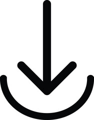 Black Download Icon Outline Downward Arrow Logo