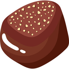 Dark chocolate truffle candy with crushed nuts topping and glossy sheen against a transparent background a sweet confection for dessert indulgence